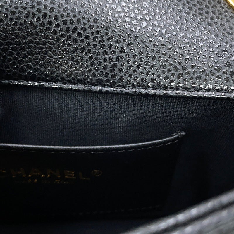 シャネル チェーンショルダーバッグ ミニ マトラッセ ココマーク キャビアスキン AS5098 CHANEL 黒