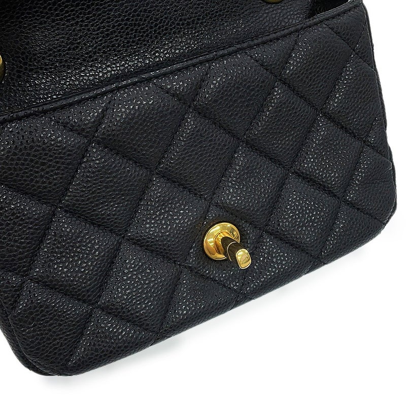 シャネル チェーンショルダーバッグ ミニ マトラッセ ココマーク キャビアスキン AS5098 CHANEL 黒