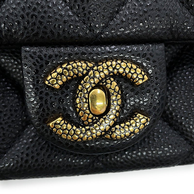 シャネル チェーンショルダーバッグ ミニ マトラッセ ココマーク キャビアスキン AS5098 CHANEL 黒