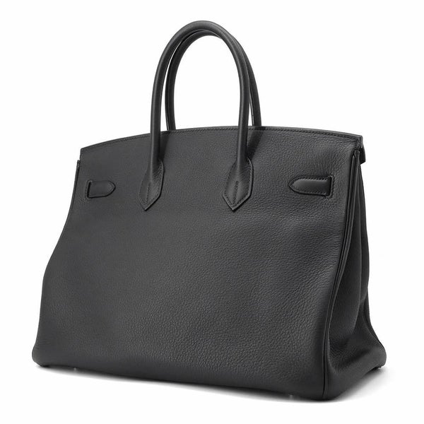 エルメス バーキン35 ブラック/シルバー金具 トリヨンクレマンス □L刻印 HERMES Birkin ハンドバッグ 黒