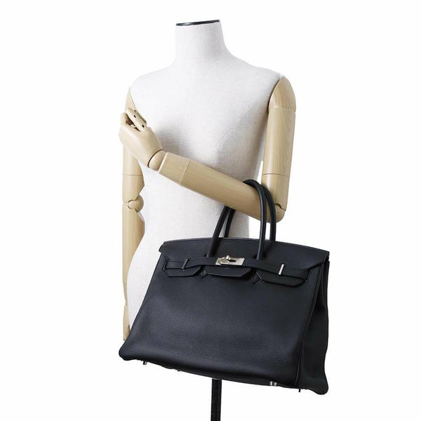 エルメス バーキン35 ブラック/シルバー金具 トリヨンクレマンス □L刻印 HERMES Birkin ハンドバッグ 黒