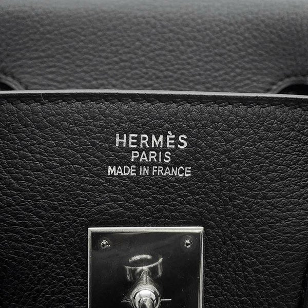 エルメス バーキン35 ブラック/シルバー金具 トリヨンクレマンス □L刻印 HERMES Birkin ハンドバッグ 黒