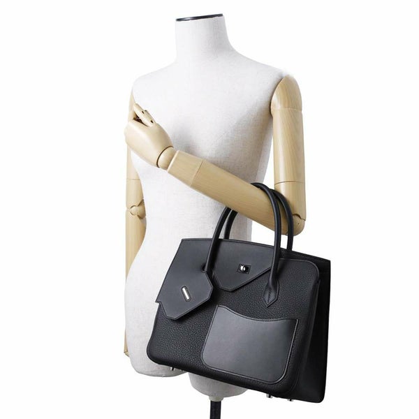 エルメス バーキン30 無秩序 ブラック/シルバー金具 トゴ/スイフト B刻印 HERMES Birkin 黒
