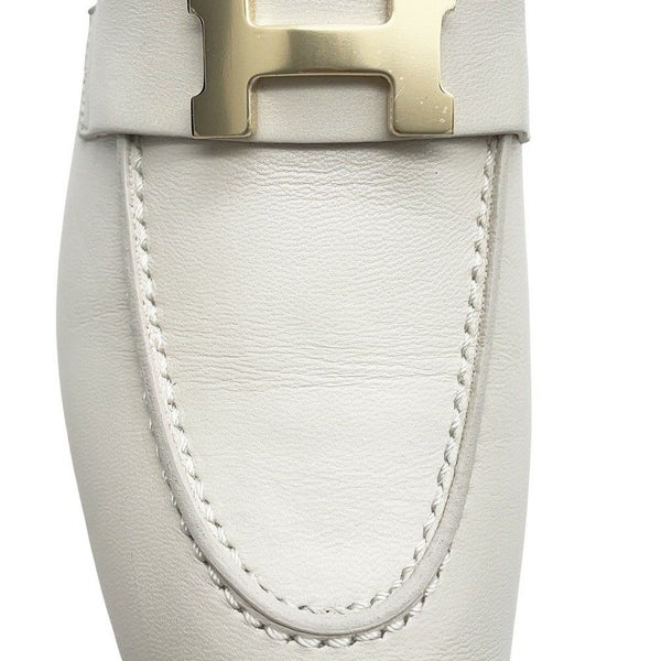 エルメス モカシン パリ レザー アイボリー/シャンパンゴールド金具 レディースサイ38 1/2 HERMES 靴 ローファー