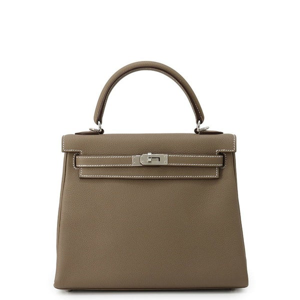 エルメス ハンドバッグ ケリー25 内縫い エトゥープ/シルバー金具 トゴ B刻印 HERMES Kelly 2wayバッグ