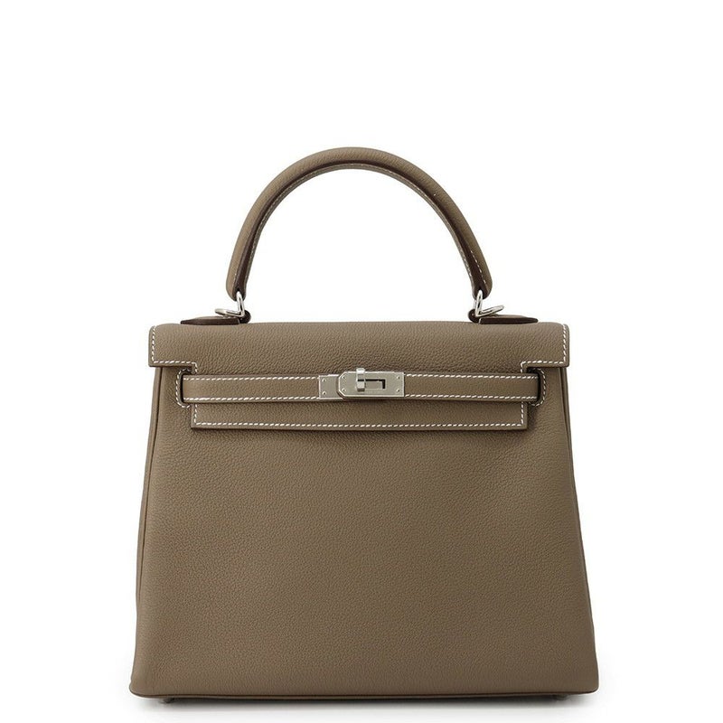 エルメス ハンドバッグ ケリー25 内縫い エトゥープ/シルバー金具 トゴ B刻印 HERMES Kelly 2wayバッグ