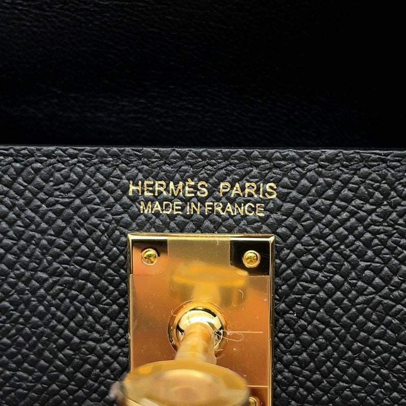 エルメス ハンドバッグ ミニケリー2 外縫い ブラック/ゴールド金具 エプソン K刻印 HERMES Kelly 2wayバッグ 黒