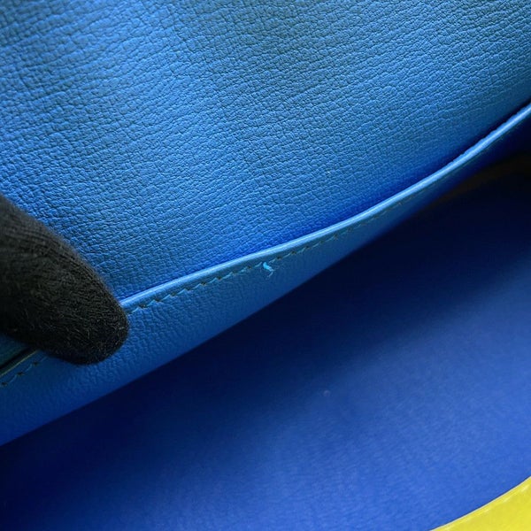 エルメス バーキン25 ヴェルソ ライム/ブルーブルーエ/シルバー金具 トリヨンノヴィーヨ Y刻印 HERMES