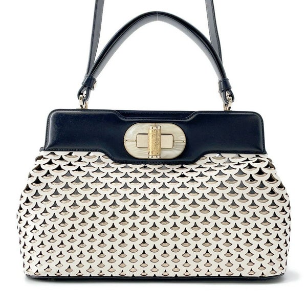 ブルガリ ハンドバッグ イザベラ・ロッセリーニ ディーヴァ BVLGARI 2way 白 黒