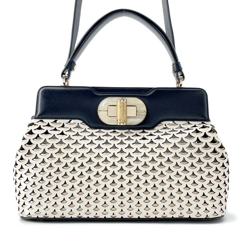 ブルガリ ハンドバッグ イザベラ・ロッセリーニ ディーヴァ BVLGARI 2way 白 黒