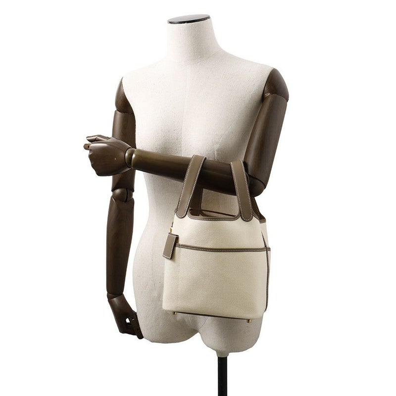 エルメス ハンドバッグ ピコタンロックPM カーゴ エクリュ/エトゥープ/シルバー金具 トワルゴエラン/スイフト K刻印