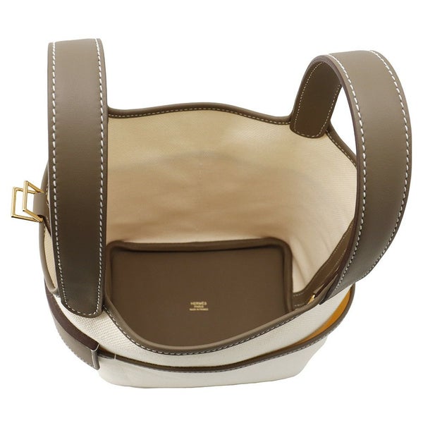 エルメス ハンドバッグ ピコタンロックPM カーゴ エクリュ/エトゥープ/シルバー金具 トワルゴエラン/スイフト K刻印