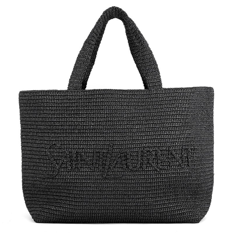 サンローランパリ トートバッグ ロゴ ラフィア 756269 SAINT LAURENT PARIS バッグ 黒