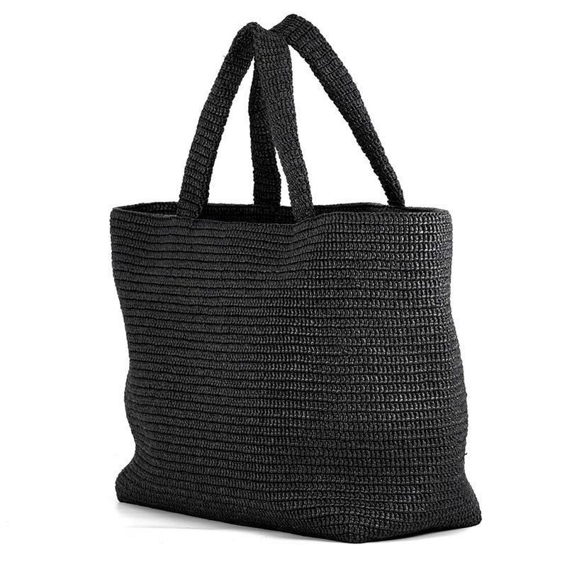 サンローランパリ トートバッグ ロゴ ラフィア 756269 SAINT LAURENT PARIS バッグ 黒