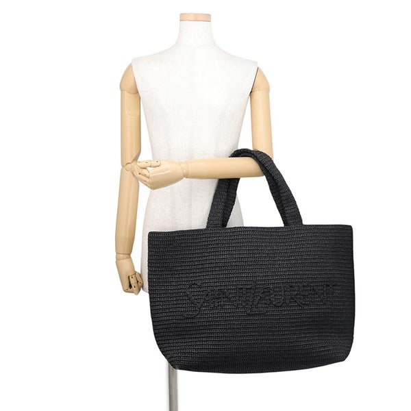 サンローランパリ トートバッグ ロゴ ラフィア 756269 SAINT LAURENT PARIS バッグ 黒