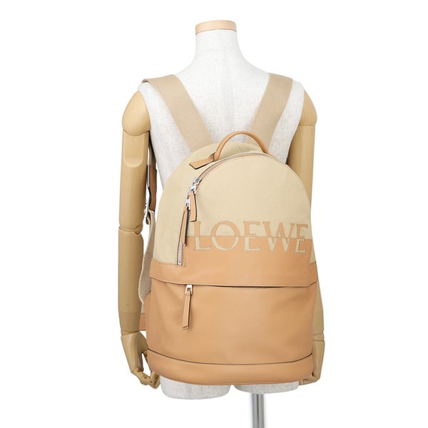 ロエベ リュック ラウンド バックパック カーフレザー キャンバス B314278X01 LOEWE バッグ ベージュ