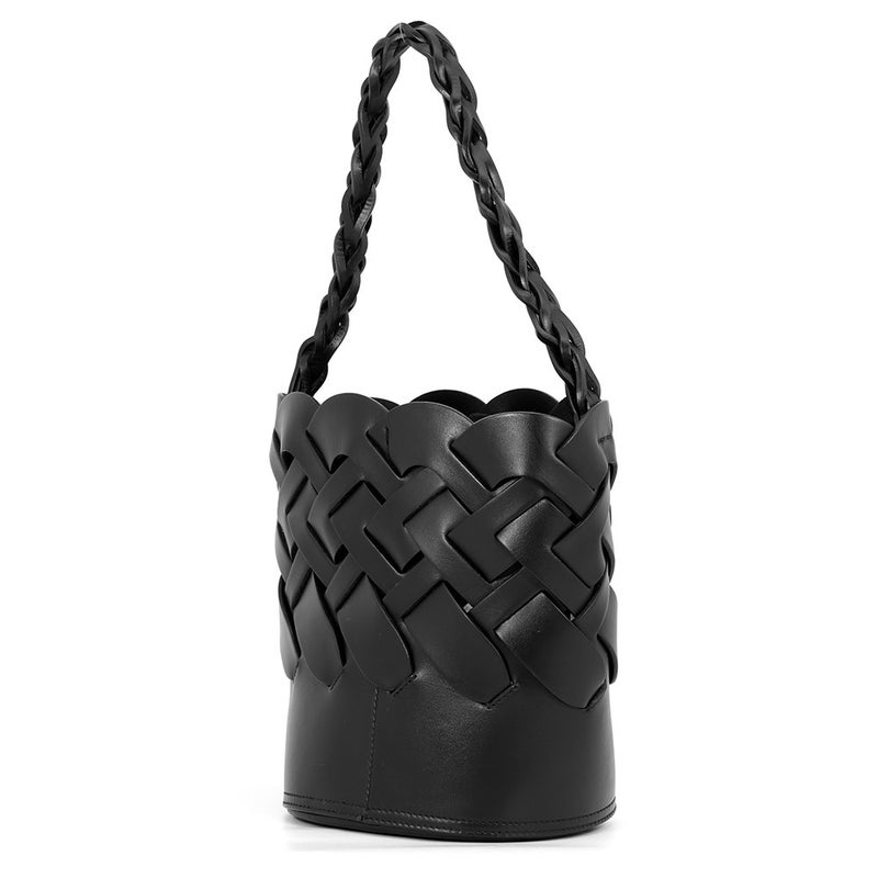 プラダ ショルダーバッグ 編み込み レザー 1BE049 PRADA 黒