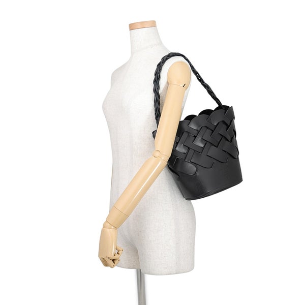 プラダ ショルダーバッグ 編み込み レザー 1BE049 PRADA 黒
