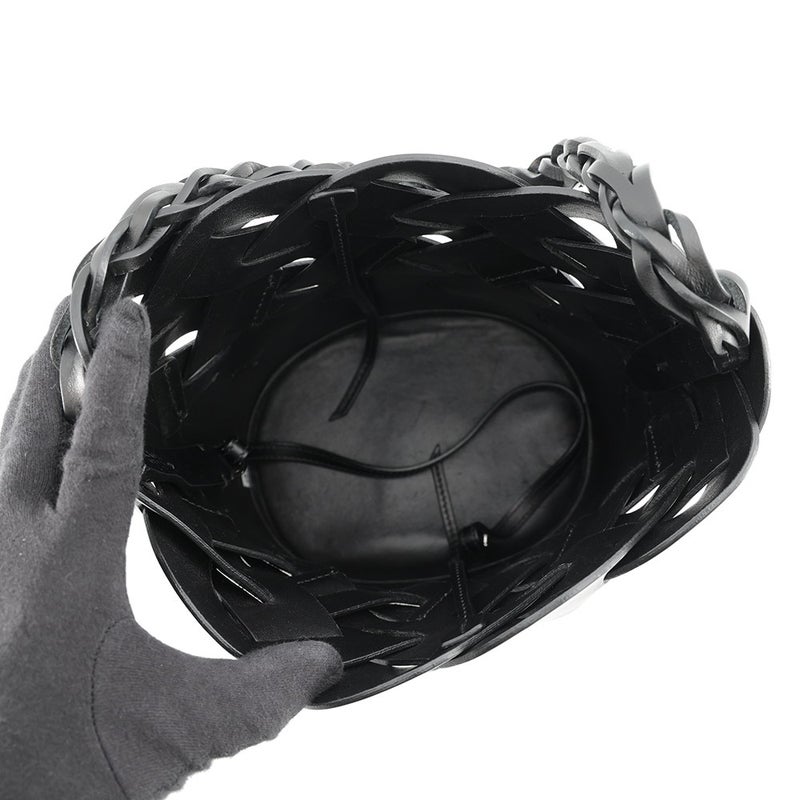 プラダ ショルダーバッグ 編み込み レザー 1BE049 PRADA 黒