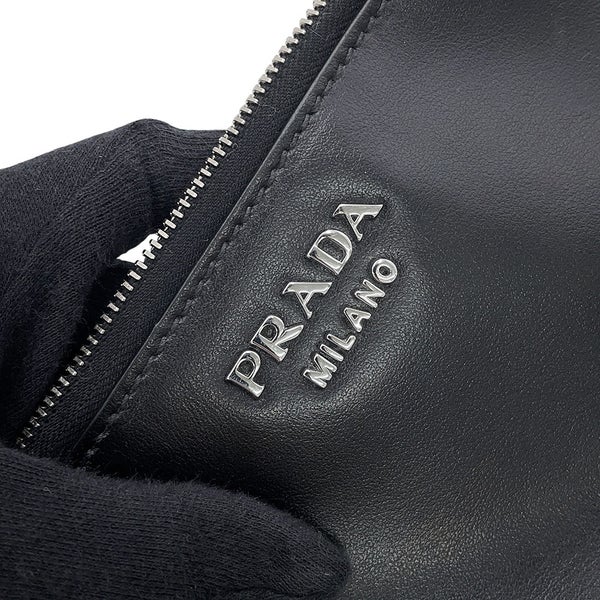 プラダ ショルダーバッグ 編み込み レザー 1BE049 PRADA 黒