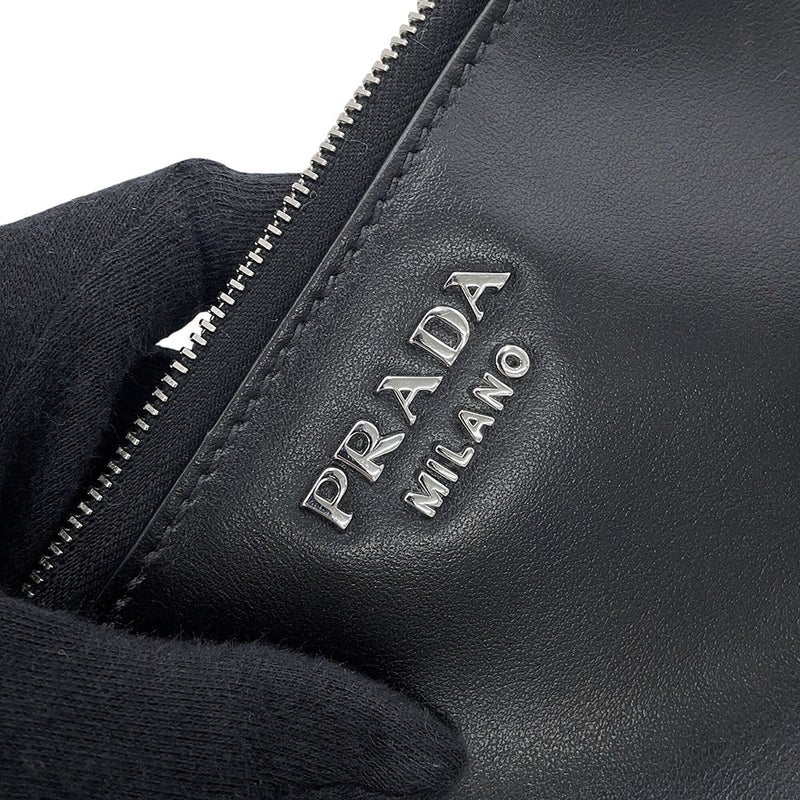 プラダ ショルダーバッグ 編み込み レザー 1BE049 PRADA 黒