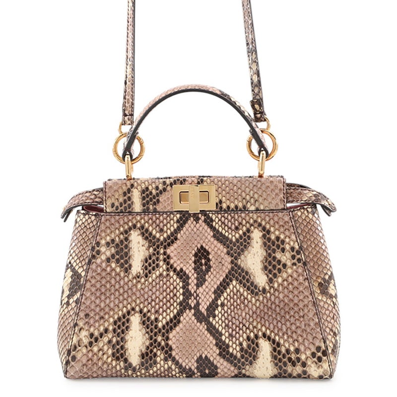 フェンディ ハンドバッグ ミニ ピーカブー パイソン 8BN244 FENDI バッグ 2wayショルダーバッグ
