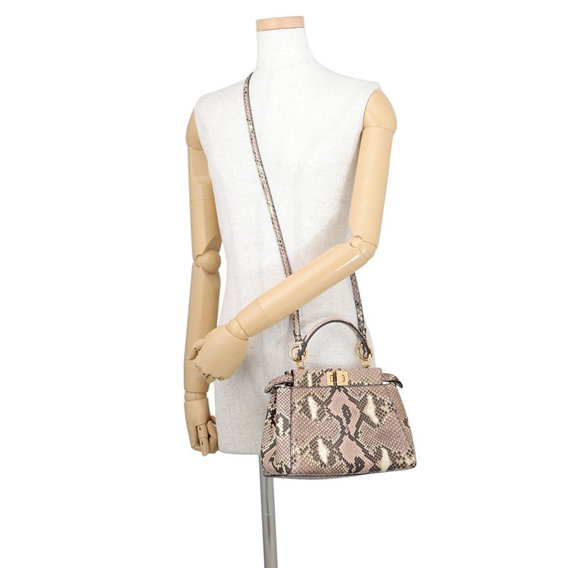 フェンディ ハンドバッグ ミニ ピーカブー パイソン 8BN244 FENDI バッグ 2wayショルダーバッグ