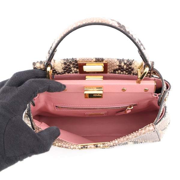 フェンディ ハンドバッグ ミニ ピーカブー パイソン 8BN244 FENDI バッグ 2wayショルダーバッグ
