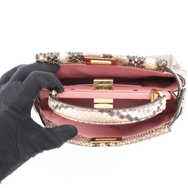 フェンディ ハンドバッグ ミニ ピーカブー パイソン 8BN244 FENDI バッグ 2wayショルダーバッグ