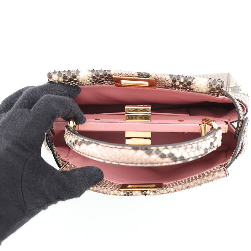 フェンディ ハンドバッグ ミニ ピーカブー パイソン 8BN244 FENDI バッグ 2wayショルダーバッグ