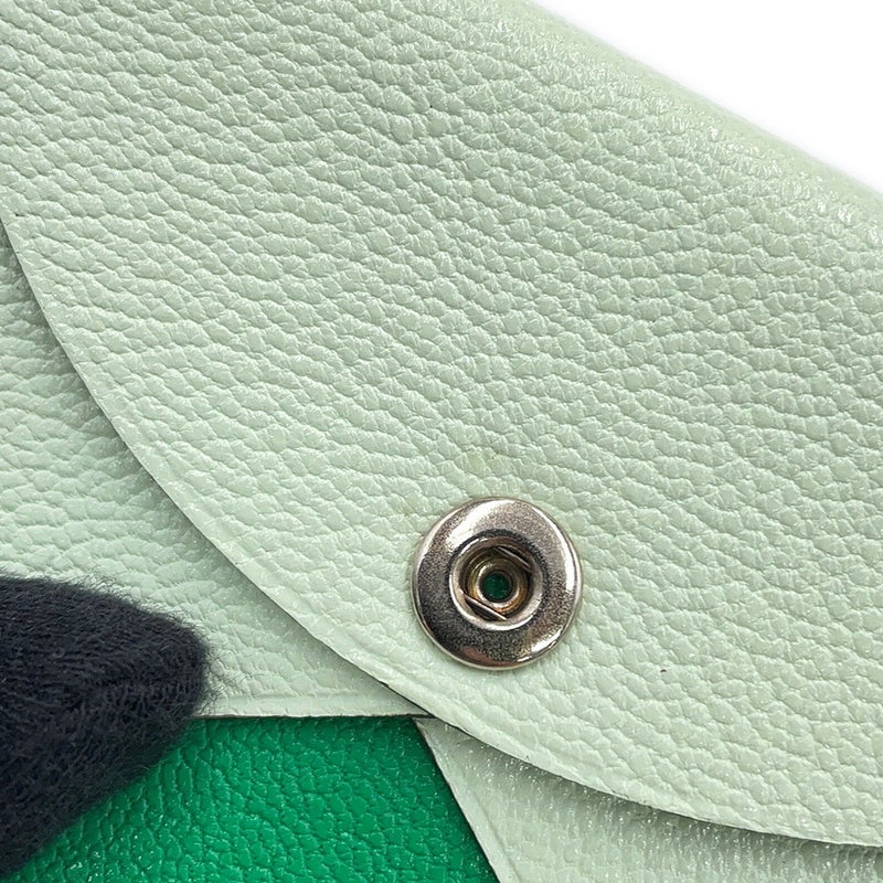 エルメス コインケース カルヴィ デュオ ヴェルソ ヴェールフィズ/ミント シルバー金具 シェブルミゾル B刻印 財布