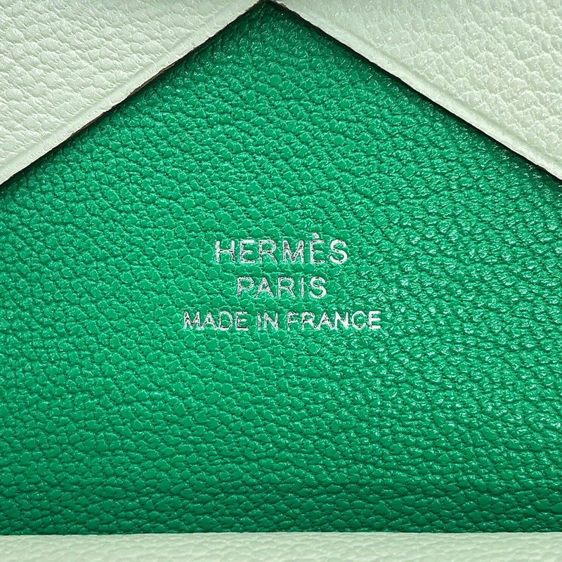 エルメス コインケース カルヴィ デュオ ヴェルソ ヴェールフィズ/ミント シルバー金具 シェブルミゾル B刻印 財布