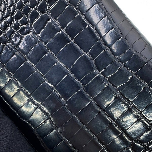 エルメス 長財布 ケリーウォレット ロング ブラック/シルバー金具 アリゲーターシャイン □R刻印 HERMES 黒