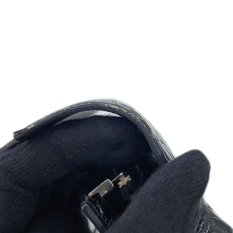 エルメス 長財布 ケリーウォレット ロング ブラック/シルバー金具 アリゲーターシャイン □R刻印 HERMES 黒