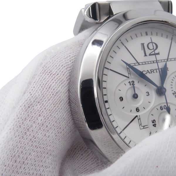 カルティエ パシャ クロノグラフ W31085M7 Cartier 腕時計 白文字盤