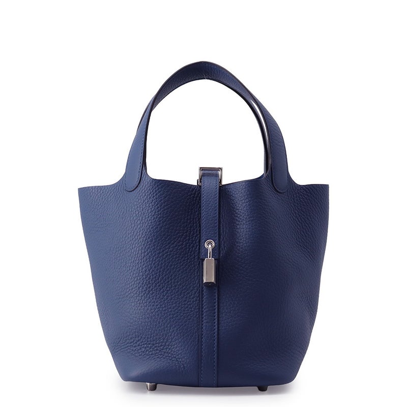 エルメス ハンドバッグ ピコタンロックPM ブルータイ/シルバー金具 トリヨンクレマンス G刻印 HERMES トートバッグ