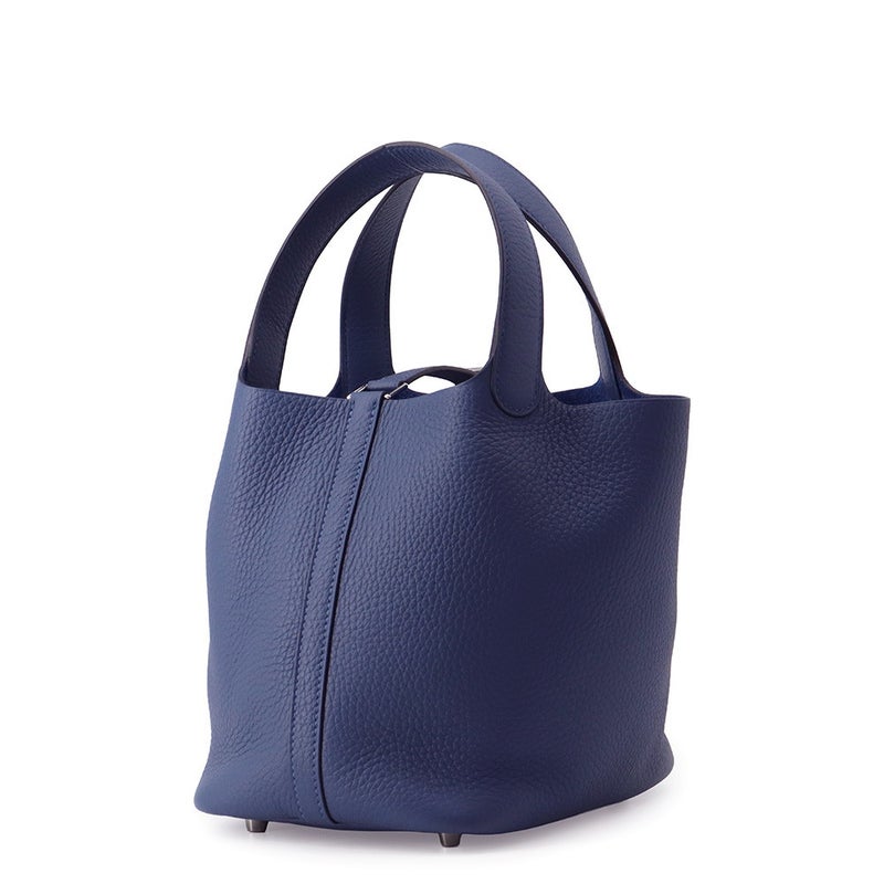 エルメス ハンドバッグ ピコタンロックPM ブルータイ/シルバー金具 トリヨンクレマンス G刻印 HERMES トートバッグ