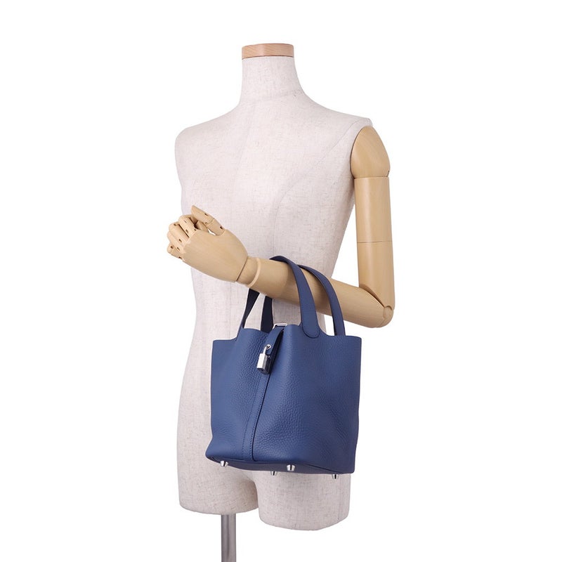 エルメス ハンドバッグ ピコタンロックPM ブルータイ/シルバー金具 トリヨンクレマンス G刻印 HERMES トートバッグ
