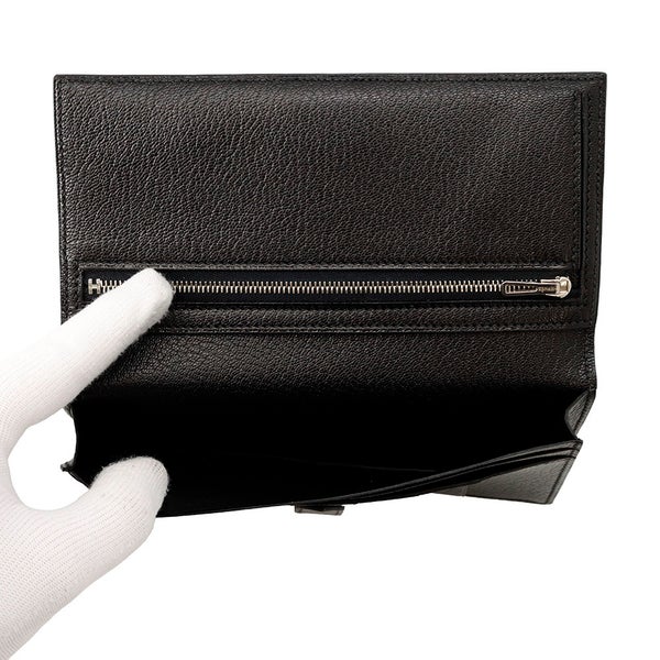 エルメス 長財布 ベアンスフレ マチ有り ブラック/シルバー金具 シェブルミゾル □J刻印 HERMES 財布 黒
