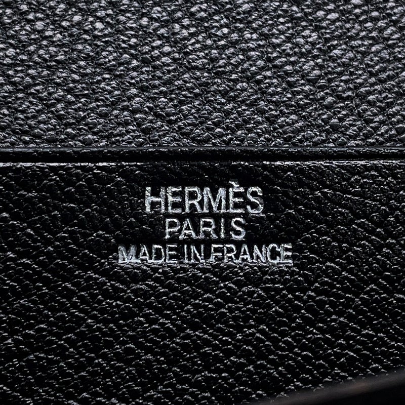 エルメス 長財布 ベアンスフレ マチ有り ブラック/シルバー金具 シェブルミゾル □J刻印 HERMES 財布 黒