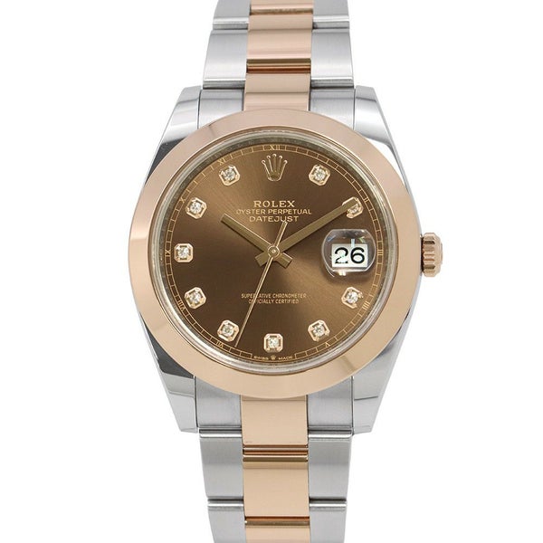 ロレックス デイトジャスト SS/K18PG 126301G ROLEX 腕時計 チョコレート文字盤 10Pダイヤ
