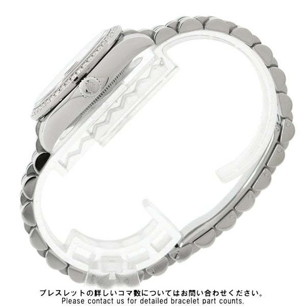 ロレックス デイトジャスト K18WGホワイトゴールド ダイヤベゼル 178384G 黒文字盤 10Pダイヤ