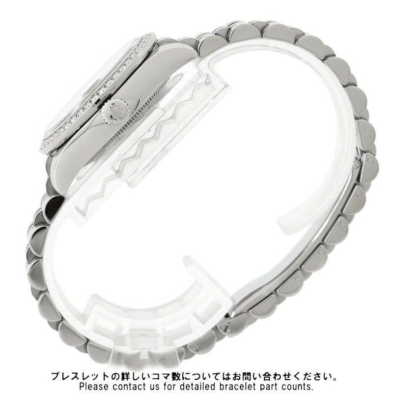 ロレックス デイトジャスト K18WGホワイトゴールド ダイヤベゼル 178384G 黒文字盤 10Pダイヤ