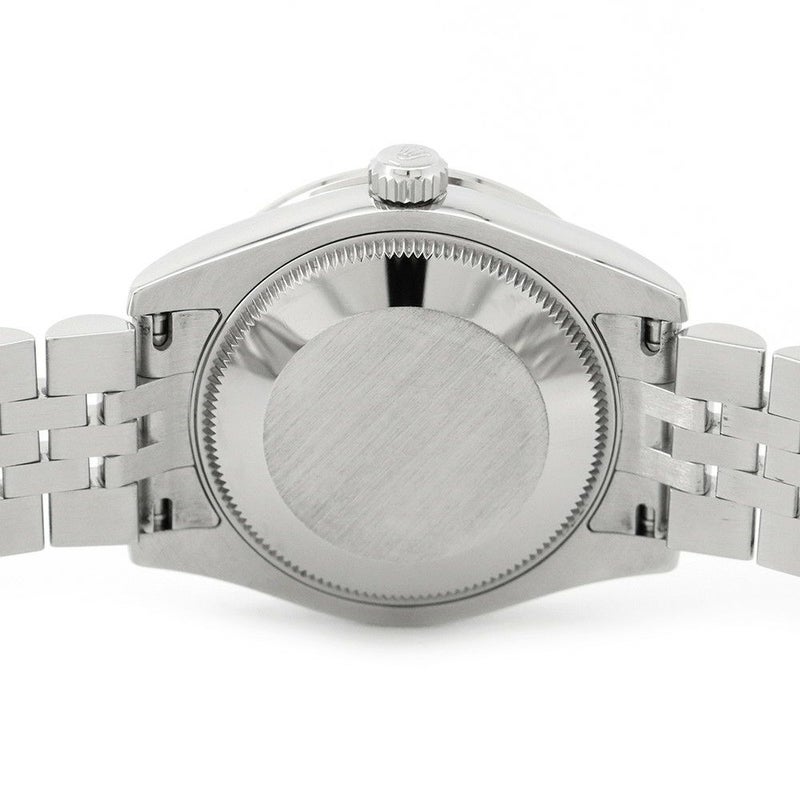 ロレックス デイトジャスト K18WGホワイトゴールド ダイヤベゼル 178384G 黒文字盤 10Pダイヤ