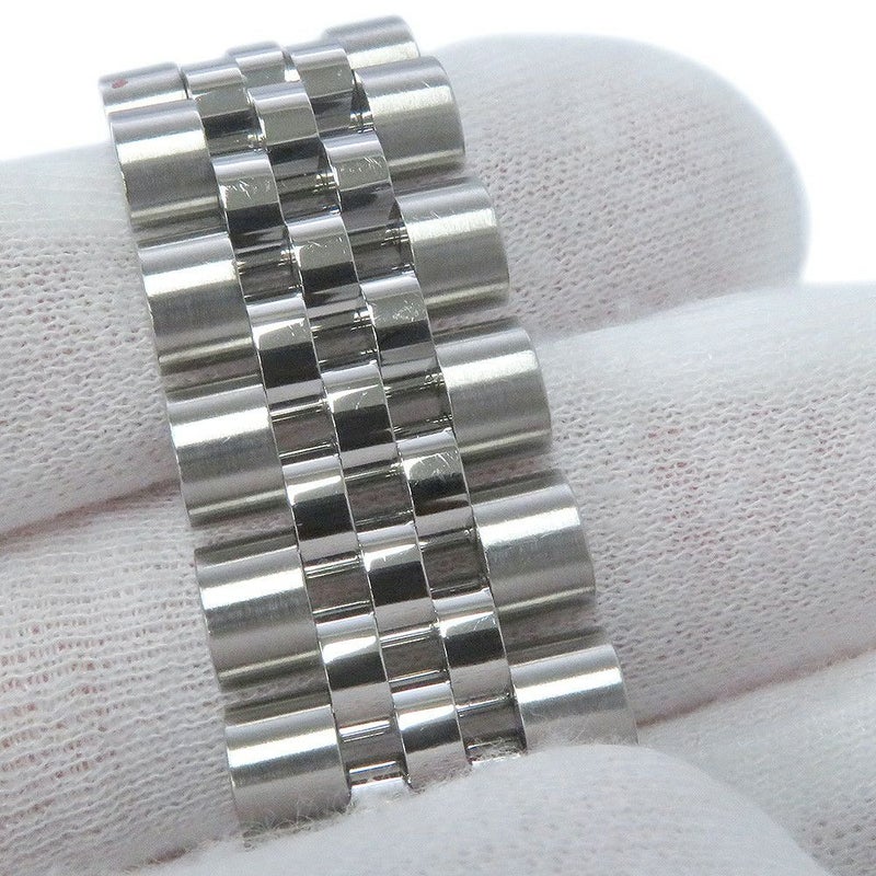 ロレックス デイトジャスト K18WGホワイトゴールド ダイヤベゼル 178384G 黒文字盤 10Pダイヤ