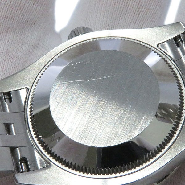 ロレックス デイトジャスト K18WGホワイトゴールド ダイヤベゼル 178384G 黒文字盤 10Pダイヤ