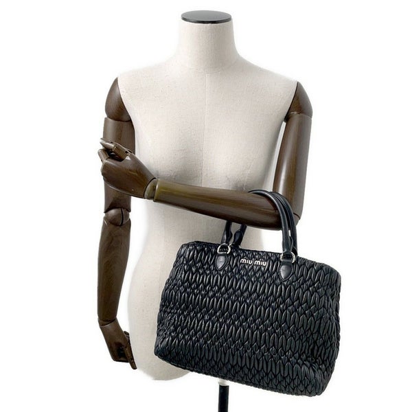 ミュウミュウ ハンドバッグ マテラッセ ナッパ クリスタル ラインストーン RN0958 Miu Miu 2way 黒