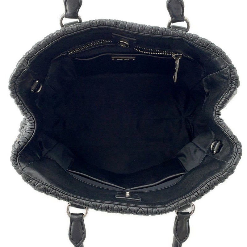 ミュウミュウ ハンドバッグ マテラッセ ナッパ クリスタル ラインストーン RN0958 Miu Miu 2way 黒