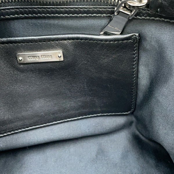 ミュウミュウ ハンドバッグ マテラッセ ナッパ クリスタル ラインストーン RN0958 Miu Miu 2way 黒