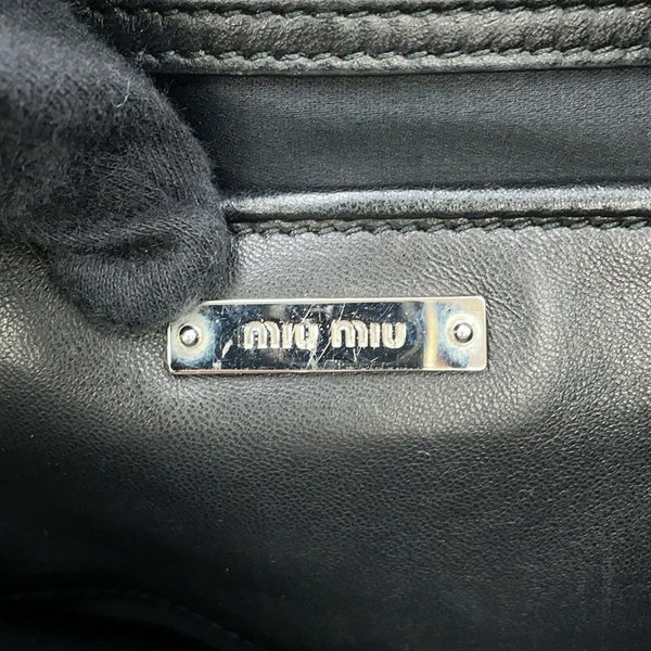 ミュウミュウ ハンドバッグ マテラッセ ナッパ クリスタル ラインストーン RN0958 Miu Miu 2way 黒